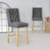 Perugia Dark Grey Button Back Bar Stool With Studs -Furniture Sale Shop ch29 dg ls