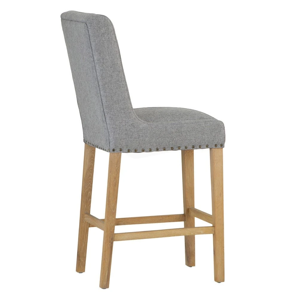Perugia Light Grey Button Back Bar Stool With Studs 9 Perugia Light Grey Button Back Bar Stool With Studs - Image 7