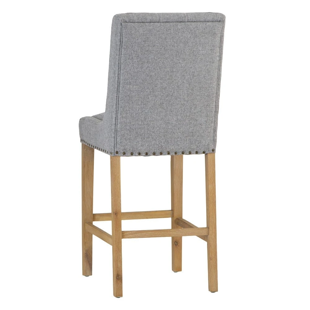Perugia Light Grey Button Back Bar Stool With Studs 10 Perugia Light Grey Button Back Bar Stool With Studs - Image 8