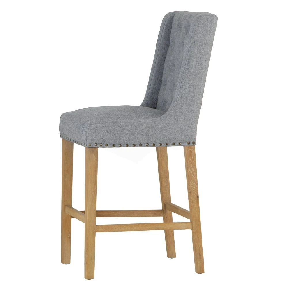Perugia Light Grey Button Back Bar Stool With Studs 5 Perugia Light Grey Button Back Bar Stool With Studs - Image 3