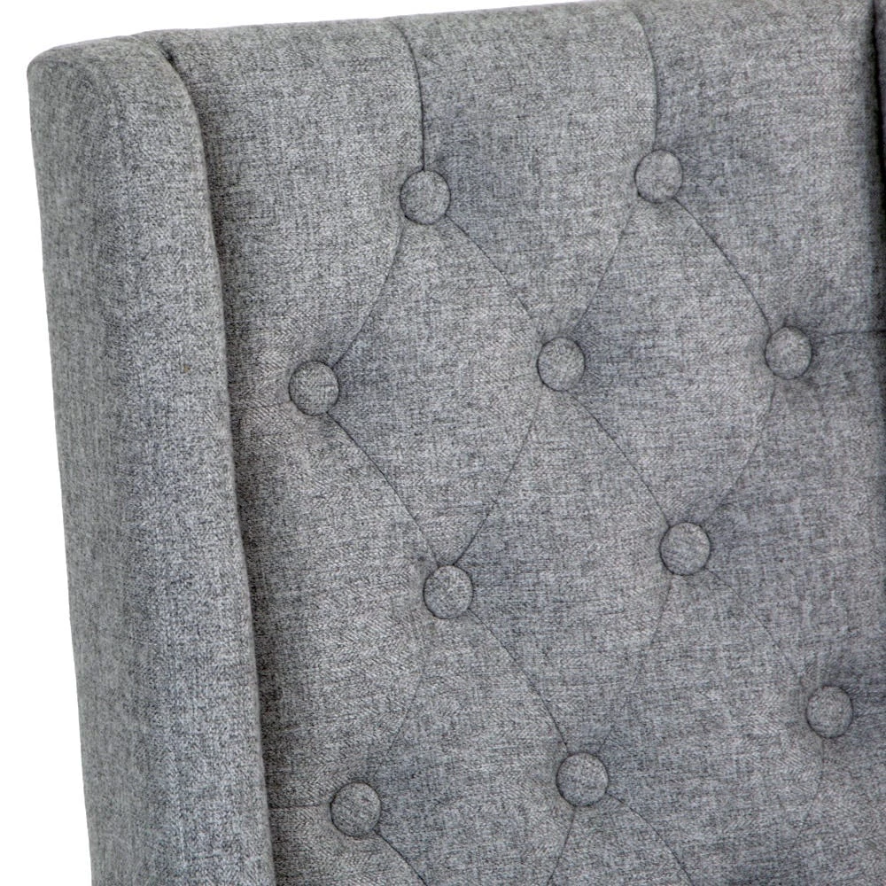 Perugia Light Grey Button Back Bar Stool With Studs 6 Perugia Light Grey Button Back Bar Stool With Studs - Image 4