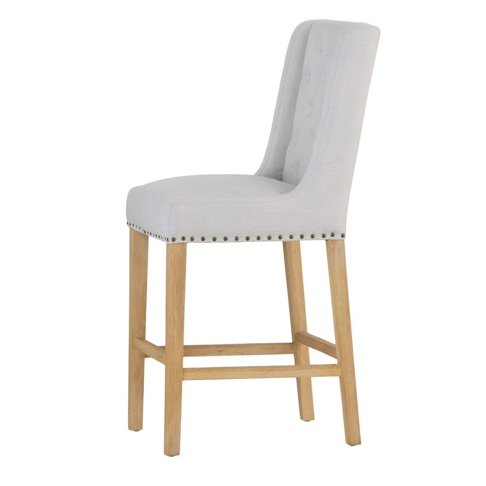 Perugia Natural Button Back Bar Stool With Studs 5 Perugia Natural Button Back Bar Stool With Studs - Image 3