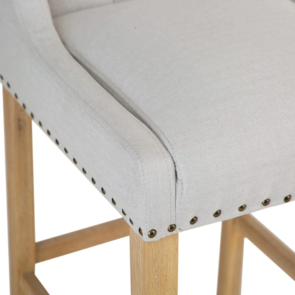 Perugia Natural Button Back Bar Stool With Studs 7 Perugia Natural Button Back Bar Stool With Studs - Image 5
