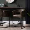 Shoreditch Industrial Brown Leather Bar Stool -Furniture Sale Shop ch507 br