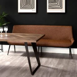 Industrial Tan 200cm Honeycomb Pattern Bench
