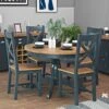 Hampshire Blue Painted Oak Round Pedestal Extending Dining Table -Furniture Sale Shop f