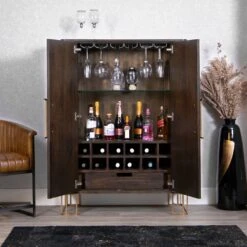 Bergamo Oak Extra Large Tall Drinks Cabinet 8 Bergamo Oak Extra Large Tall Drinks Cabinet -Furniture Sale Shop g M2bE0