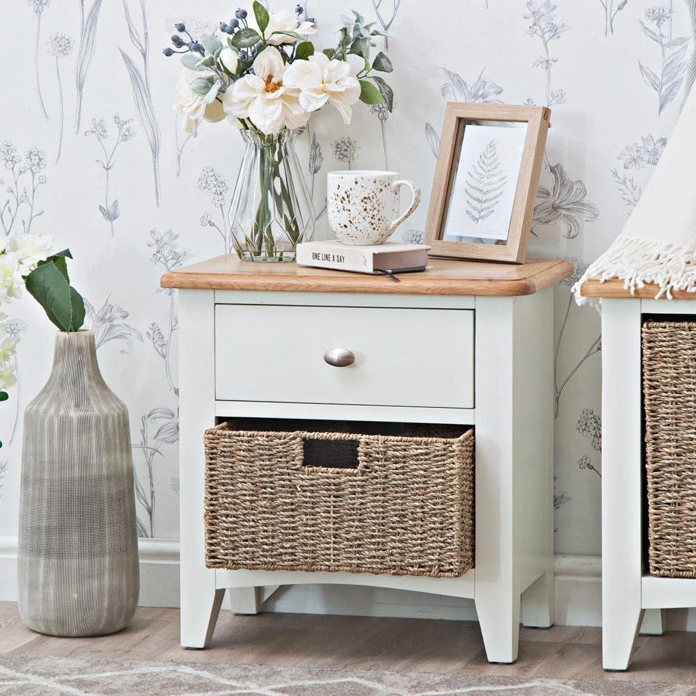 Gloucester White Painted 1 Drawer 1 Wicker Basket Cabinet 3 Gloucester White Painted 1 Drawer 1 Wicker Basket Cabinet