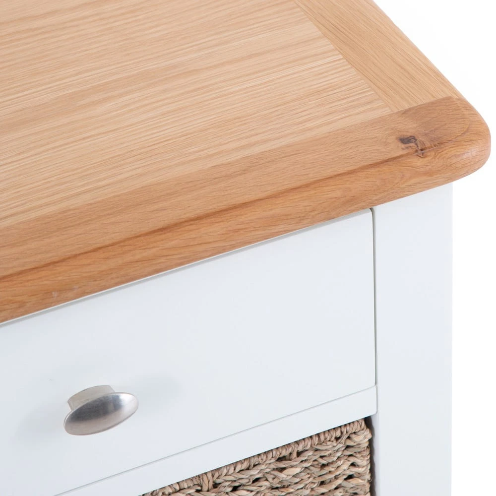 Gloucester White Painted 1 Drawer 1 Wicker Basket Cabinet 6 Gloucester White Painted 1 Drawer 1 Wicker Basket Cabinet - Image 4