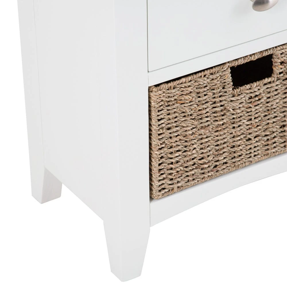 Gloucester White Painted 1 Drawer 1 Wicker Basket Cabinet 9 Gloucester White Painted 1 Drawer 1 Wicker Basket Cabinet - Image 7