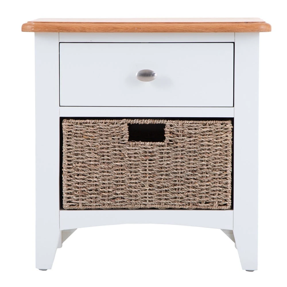 Gloucester White Painted 1 Drawer 1 Wicker Basket Cabinet 4 Gloucester White Painted 1 Drawer 1 Wicker Basket Cabinet - Image 2