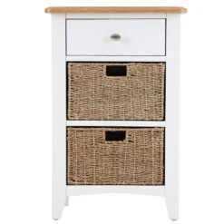 Gloucester White Painted 1 Drawer 2 Wicker Basket Cabinet -Furniture Sale Shop ga c12 w 10