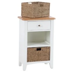 Gloucester White Painted 1 Drawer 2 Wicker Basket Cabinet -Furniture Sale Shop ga c12 w 2