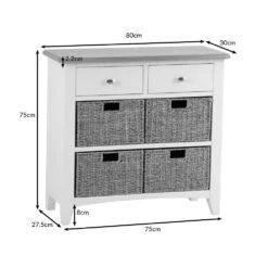 Gloucester Midnight Grey Painted 2 Drawer 4 Wicker Basket Cabinet -Furniture Sale Shop ga c24 dimensions 1
