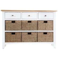 Gloucester White Painted 3 Drawer 6 Wicker Basket Cabinet -Furniture Sale Shop ga c36 w 10