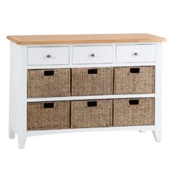 Gloucester White Painted 3 Drawer 6 Wicker Basket Cabinet -Furniture Sale Shop ga c36 w 1 8a1520c6 b66d 46f2 843c 455d7759f4aa