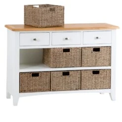 Gloucester White Painted 3 Drawer 6 Wicker Basket Cabinet -Furniture Sale Shop ga c36 w 2