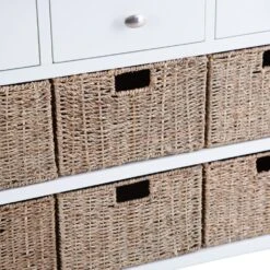 Gloucester White Painted 3 Drawer 6 Wicker Basket Cabinet -Furniture Sale Shop ga c36 w 9