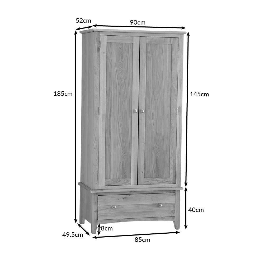 Gloucester Oak 2 Door Wardrobe With Drawer 17 Gloucester Oak 2 Door Wardrobe With Drawer - Image 15