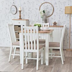 Gloucester White Painted Square Fixed Top Dining Table