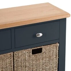 Gloucester Midnight Grey Painted 2 Drawer 4 Wicker Basket Cabinet -Furniture Sale Shop gag c24 w 3