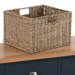 Gloucester Midnight Grey Painted 2 Drawer 4 Wicker Basket Cabinet -Furniture Sale Shop gag c24 w 4