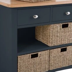 Gloucester Midnight Grey Painted 2 Drawer 4 Wicker Basket Cabinet -Furniture Sale Shop gag c24 w 5