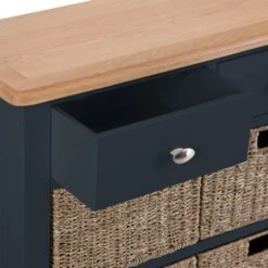 Gloucester Midnight Grey Painted 2 Drawer 4 Wicker Basket Cabinet -Furniture Sale Shop gag c24 w 6