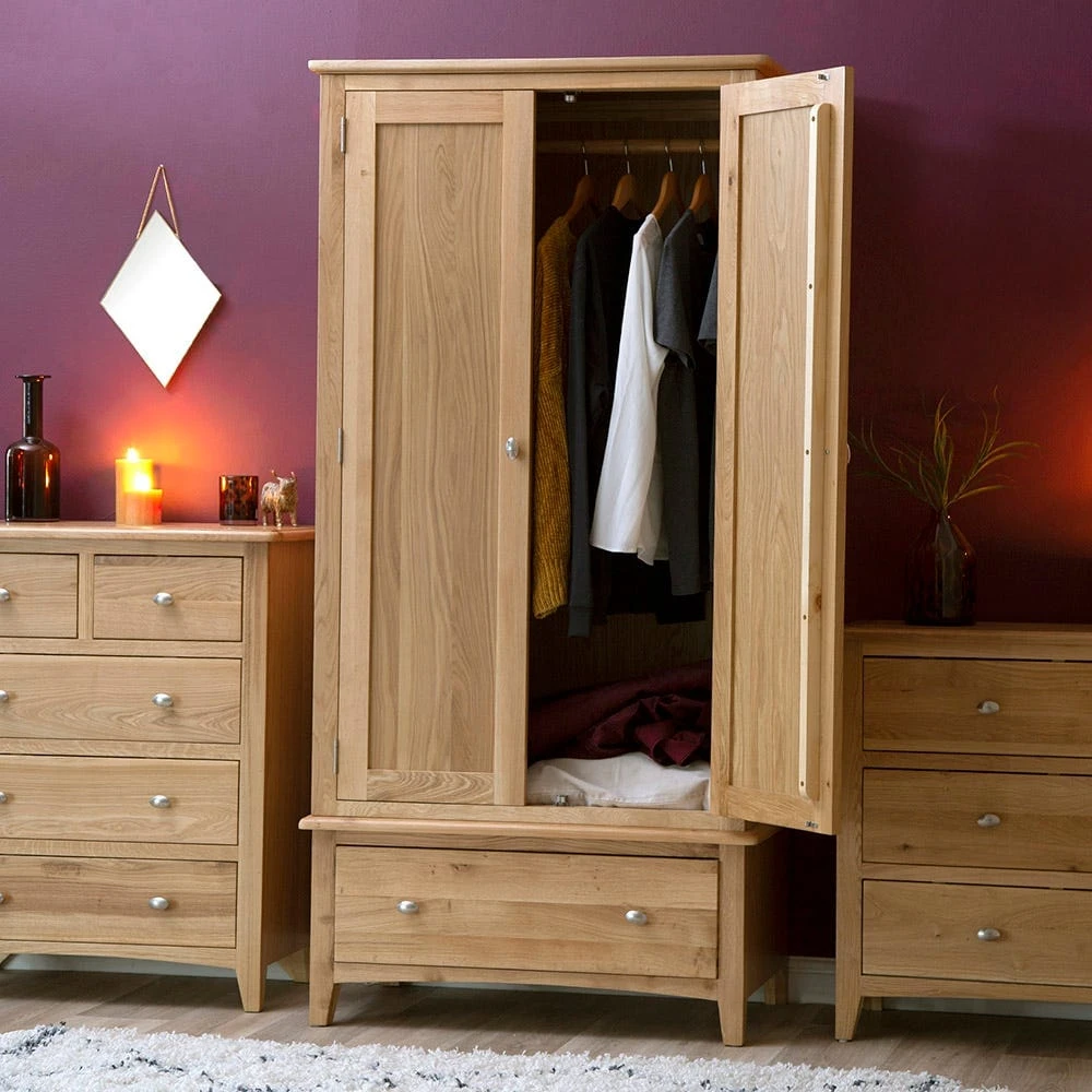 Gloucester Oak 2 Door Wardrobe With Drawer 3 Gloucester Oak 2 Door Wardrobe With Drawer