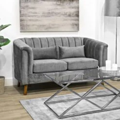 Meabh Silver 2 Seater Sofa With Two Pillows