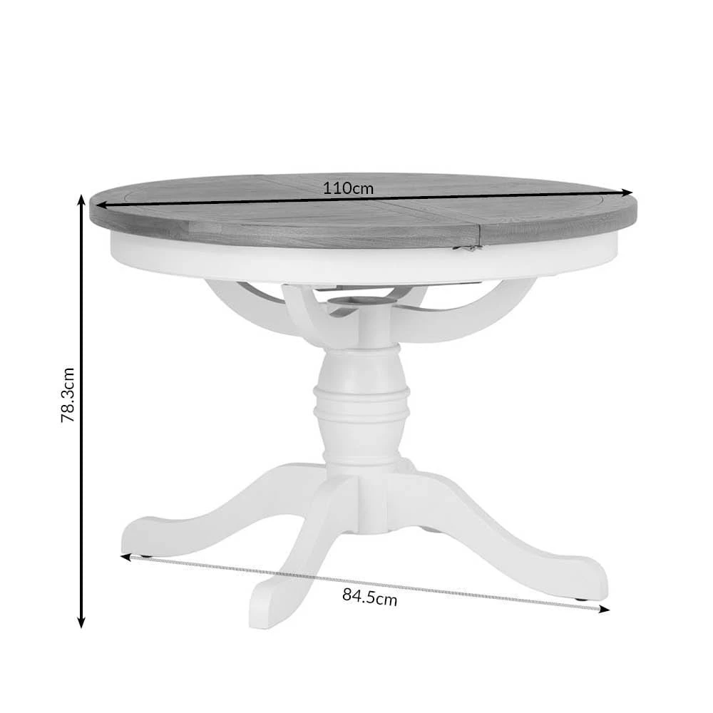Hampshire White Painted Oak Round Pedestal Extending Dining Table 6 Hampshire White Painted Oak Round Pedestal Extending Dining Table - Image 4