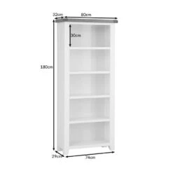 Hampshire Ivory Painted Oak Large Bookcase -Furniture Sale Shop hampshirelbcdimensions