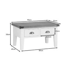 Hampshire Ivory Painted Oak Coffee Table With Drawers -Furniture Sale Shop hampshirelctdimensions