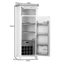 Hampshire Grey Painted Oak Slim Larder Cupboard -Furniture Sale Shop hampshiresludimensions 2