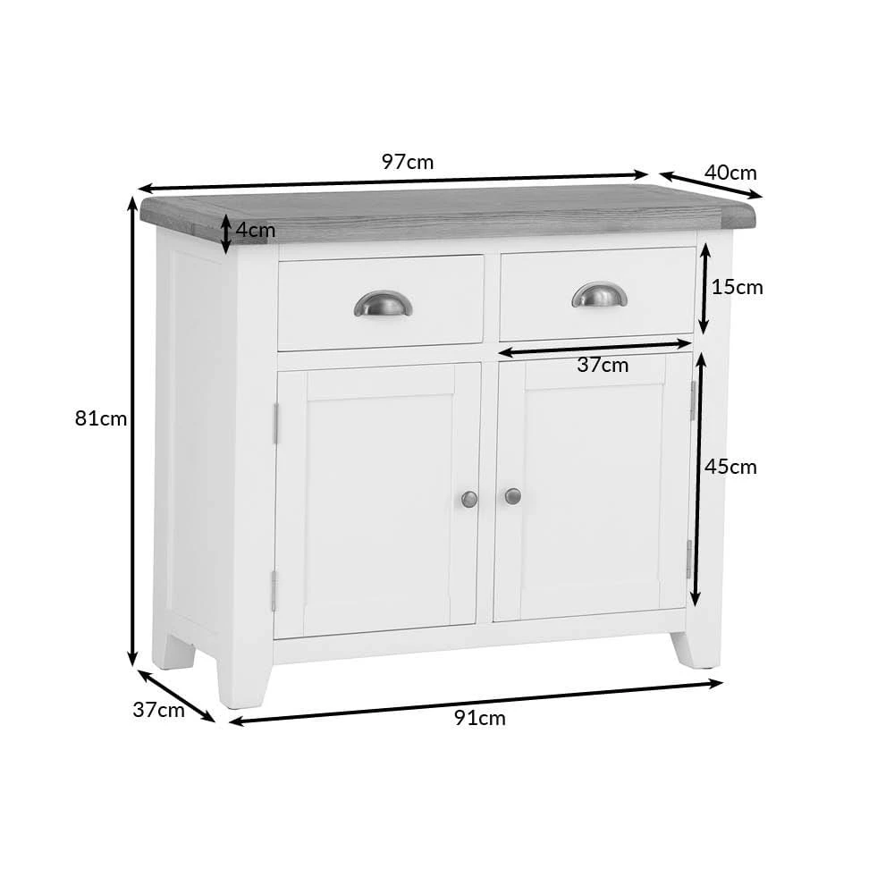 Hampshire Grey Painted Oak 2 Door Small Sideboard 13 Hampshire Grey Painted Oak 2 Door Small Sideboard - Image 11