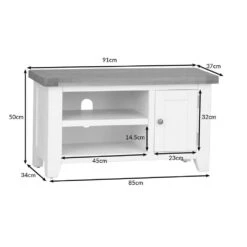 Hampshire Grey Painted Oak Small TV Unit -Furniture Sale Shop hampshirestvdimensions 3