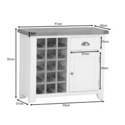 Hampshire White Painted Oak Small Sideboard Wine Rack -Furniture Sale Shop hampshireswrdimensions 2