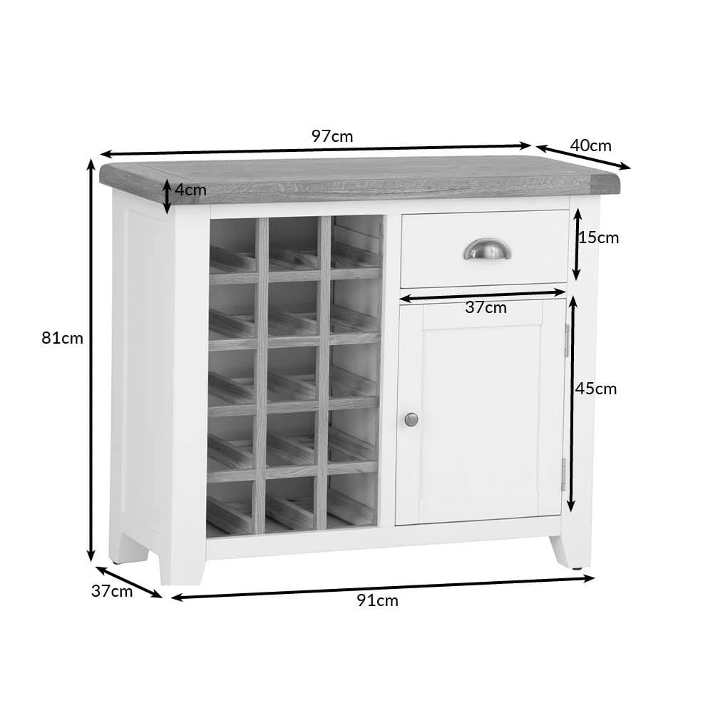 Hampshire Grey Painted Oak Small Sideboard Wine Rack 15 Hampshire Grey Painted Oak Small Sideboard Wine Rack - Image 13