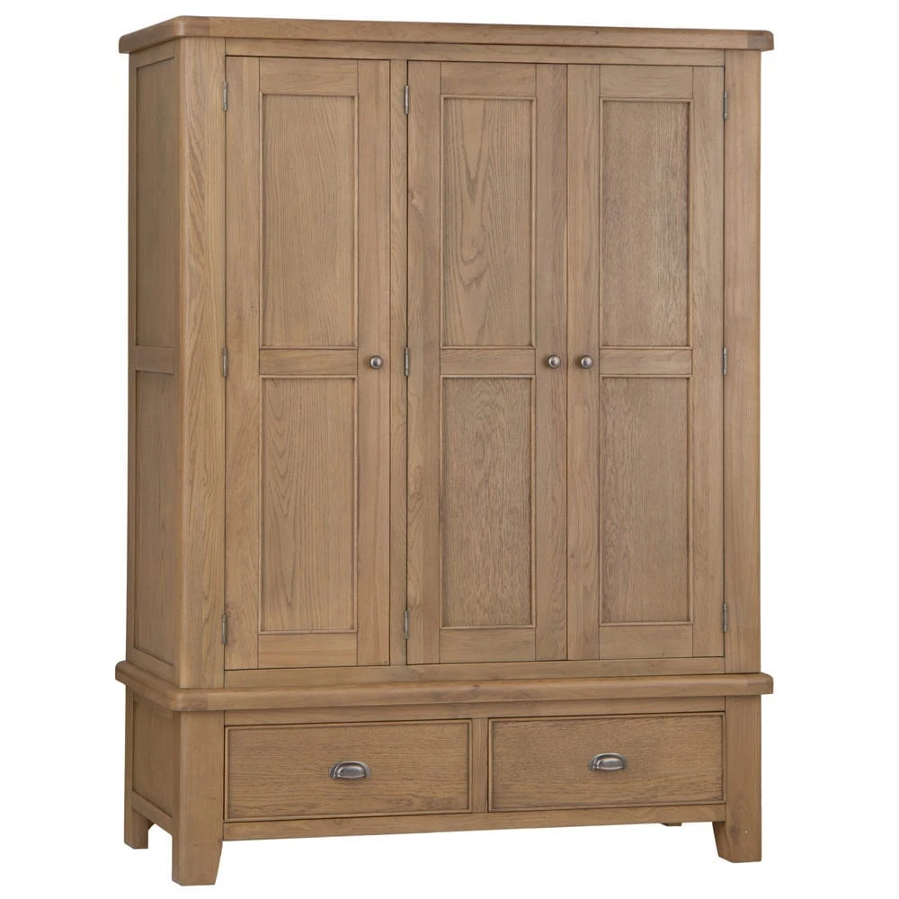 Wessex Smoked Oak 3 Door Wardrobe 4 Wessex Smoked Oak 3 Door Wardrobe - Image 2