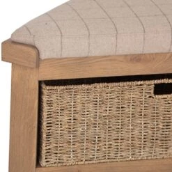 Wessex Smoked Oak Corner Hall Bench With Wicker Basket -Furniture Sale Shop ho chb co2