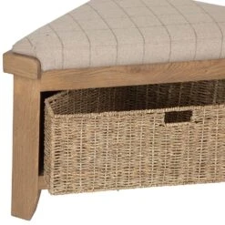 Wessex Smoked Oak Corner Hall Bench With Wicker Basket -Furniture Sale Shop ho chb co5