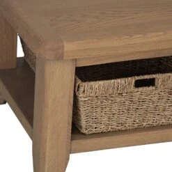 Wessex Smoked Oak Coffee Table With Wicker Baskets -Furniture Sale Shop ho ct 10