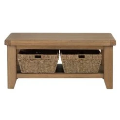 Wessex Smoked Oak Coffee Table With Wicker Baskets -Furniture Sale Shop ho ct 11