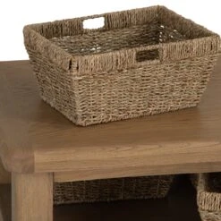 Wessex Smoked Oak Coffee Table With Wicker Baskets -Furniture Sale Shop ho ct 4