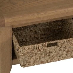 Wessex Smoked Oak Coffee Table With Wicker Baskets -Furniture Sale Shop ho ct 5
