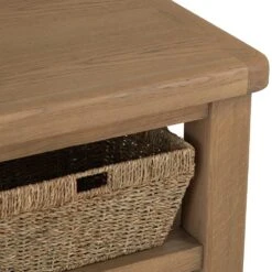 Wessex Smoked Oak Coffee Table With Wicker Baskets -Furniture Sale Shop ho ct 7