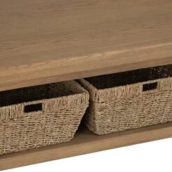 Wessex Smoked Oak Coffee Table With Wicker Baskets -Furniture Sale Shop ho ct 8