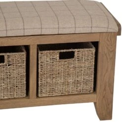Wessex Smoked Oak Hall Bench With Wicker Baskets 24 Wessex Smoked Oak Hall Bench With Wicker Baskets -Furniture Sale Shop ho hb co8