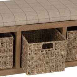 Wessex Smoked Oak Hall Bench With Wicker Baskets 18 Wessex Smoked Oak Hall Bench With Wicker Baskets -Furniture Sale Shop ho hb co9