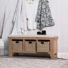 Wessex Smoked Oak Hall Bench With Wicker Baskets -Furniture Sale Shop ho hb ls2